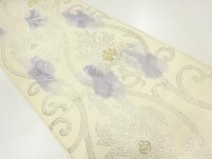 アンティーク　服部織物製　立涌に花模様織出し袋帯（材料）